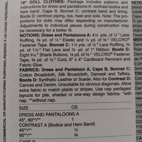 Vintage Vogue 18" Doll Clothes Dress Pantaloons Sewing Pattern Prairie 7923 - Picture 4 of 7